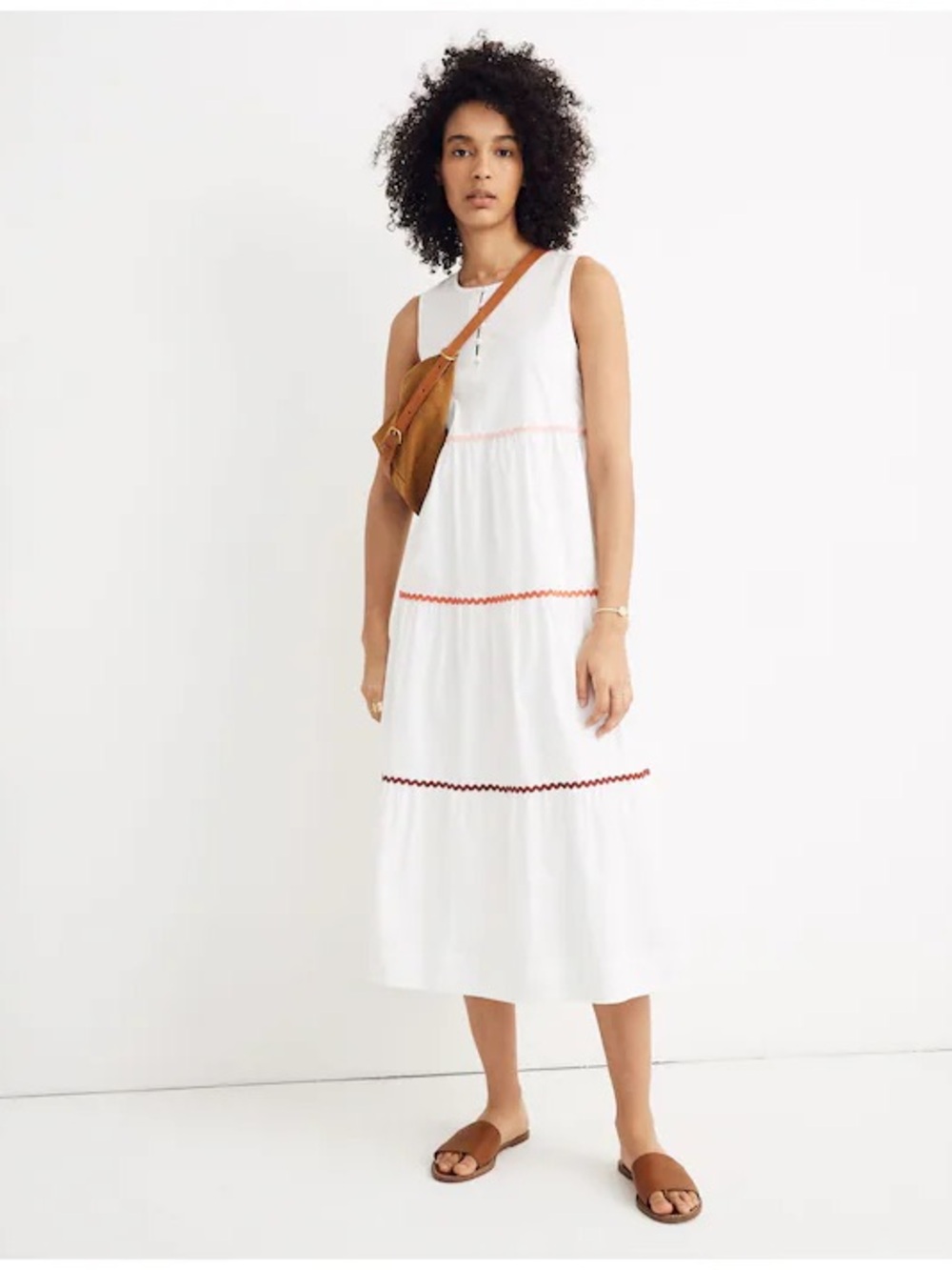 Madewell Rickrack Cattail Tiered Cotton Dress- size Medium